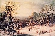 George Henry Durrie Hunter in Winter Wood oil